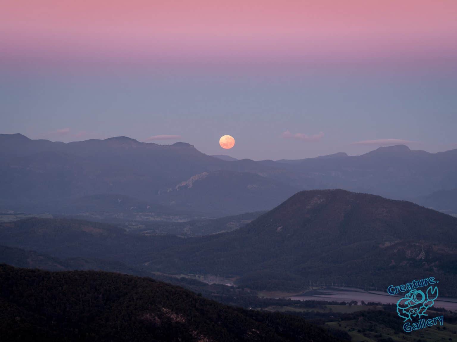Moonset over the Scenic Rim, Queensland