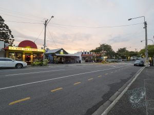 Nearly empty streets on a Saturday evening during pandemic lockdown