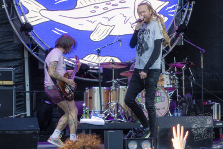 Lindsay (guitar) and Jay (singing) from Frenzal Rhomb at Spring Loaded 2021