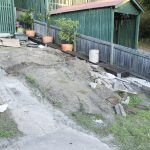 backyard progress dirt is in front gardens